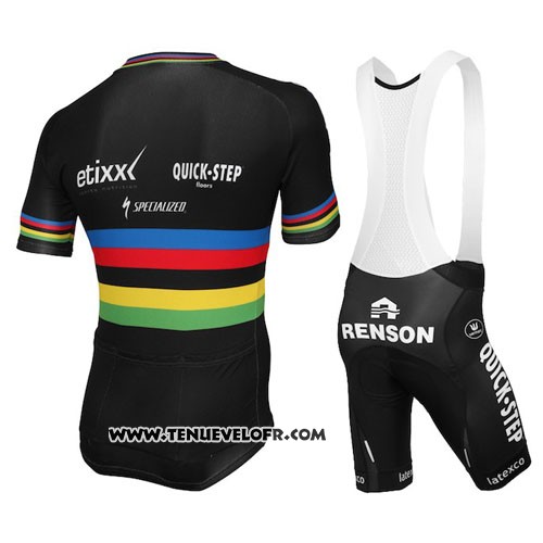 2016 Maillot Ciclismo UCI Mondo Champion Lider Quick Step Noir Manches Courtes et Cuissard